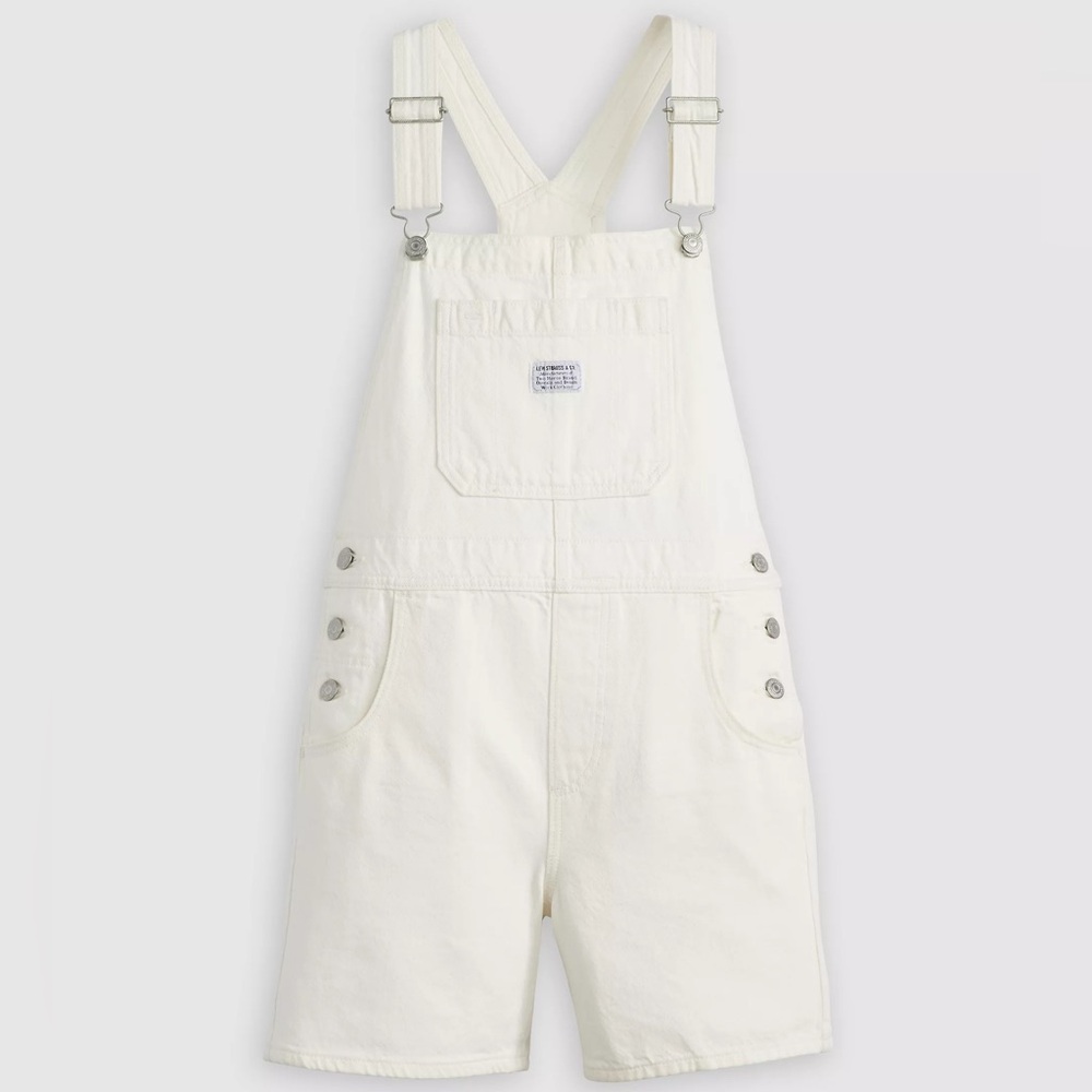 Levi’s White Utility Shorts Overalls Size Medium - Picture 14 of 14